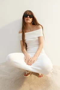 Robe épaules nues côtelée