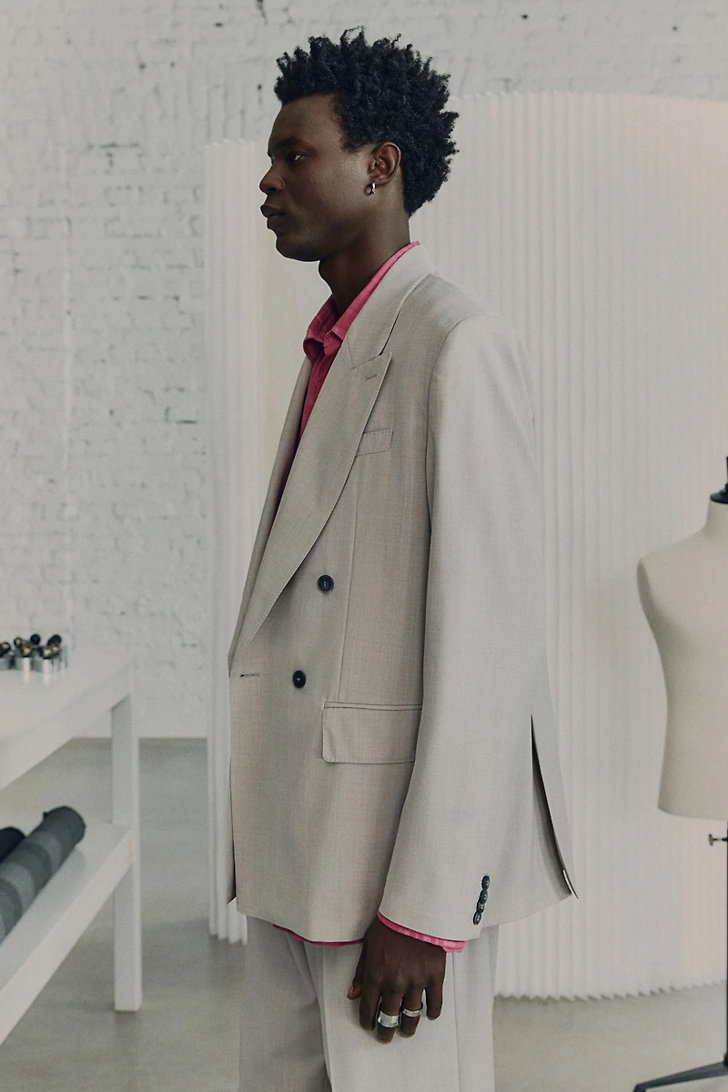 Wool-Blend Double-Breasted Jacket