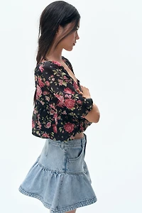 Jupe en denim avec basque