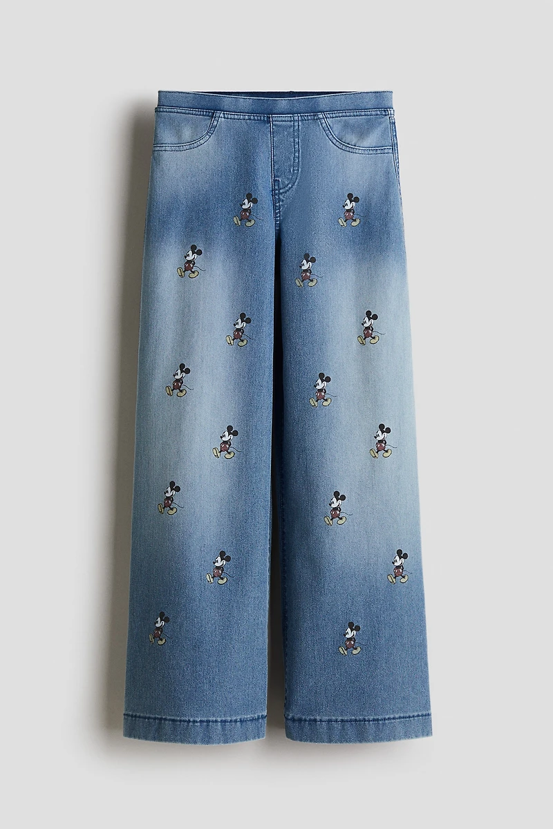 Wide-Leg Denim-Look Pants