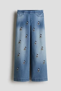 Wide-Leg Denim-Look Pants