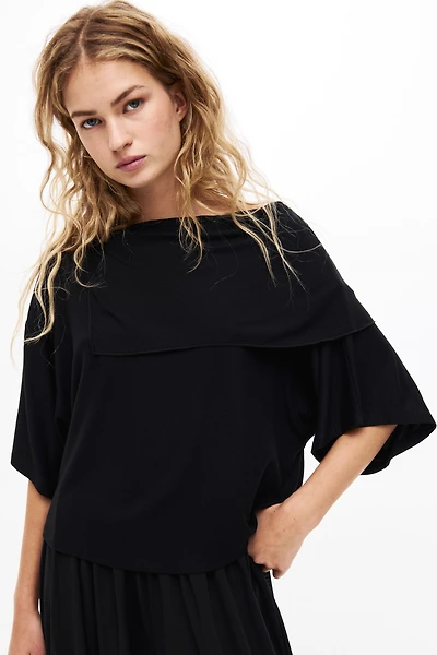 Cape-Detail Jersey Top