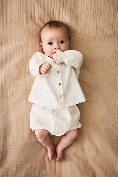 2-Piece Embroidered-Detail Cotton Set