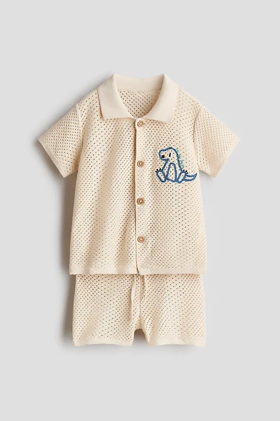 Ensemble 2 pièces en tricot filet de coton