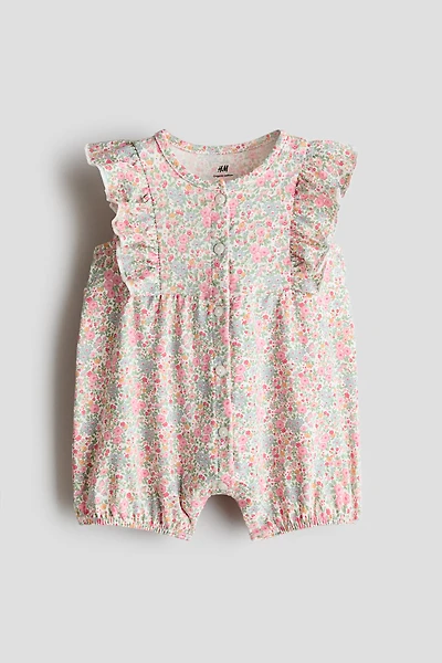 Ruffle-Detail Cotton Romper Suit