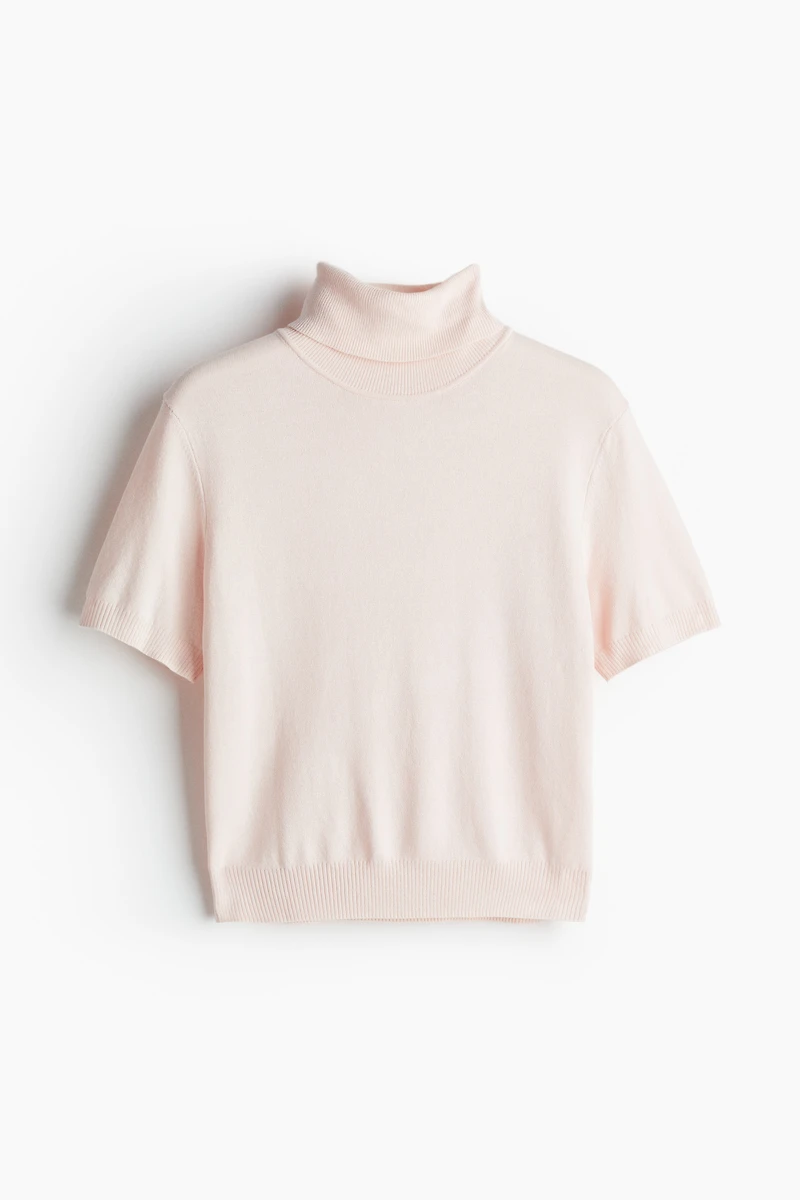 Fine-Knit Turtleneck Top