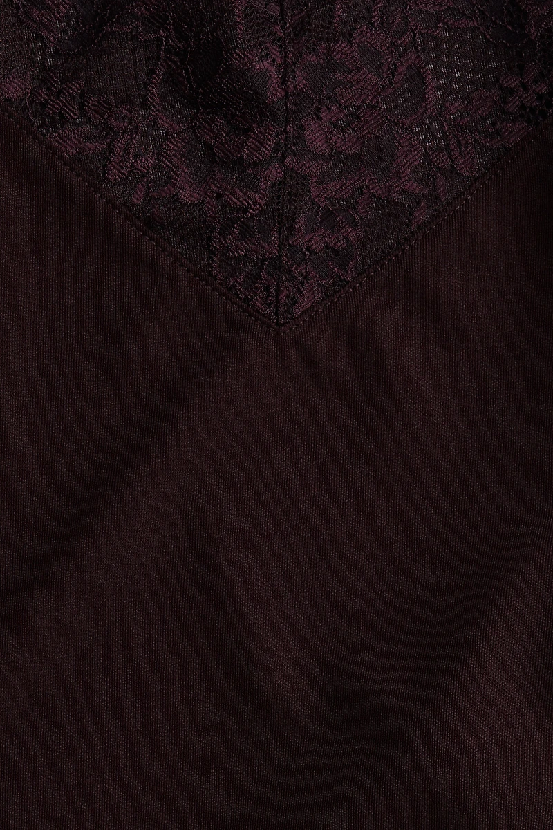 Lace-Trimmed Top with Tie Shoulder Straps