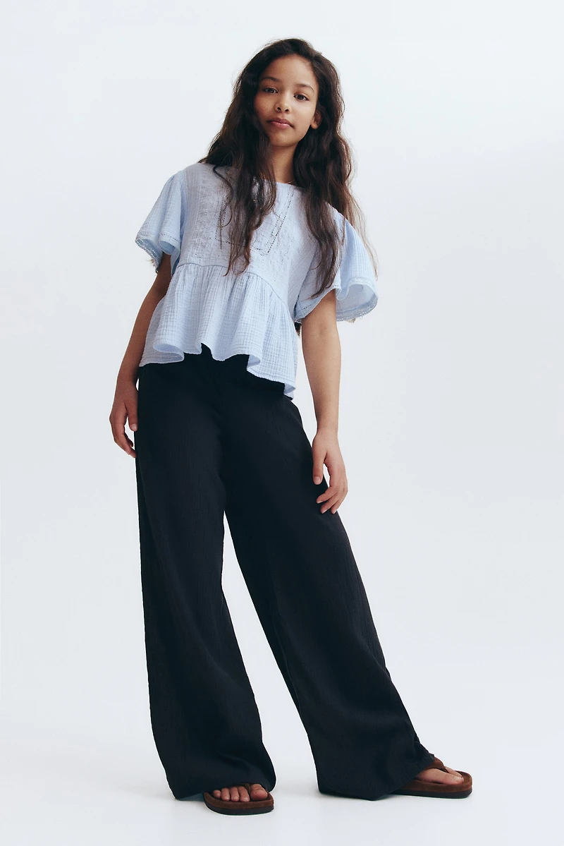 Crinkled Cotton Pants