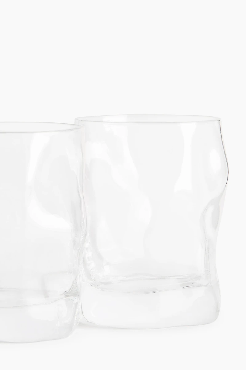 2-Pack Low Sculptural Glass Tumblers