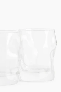 2-Pack Low Sculptural Glass Tumblers
