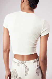 Bead-Detail Ruched Top