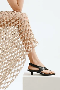 Kitten-Heeled Leather Sandals