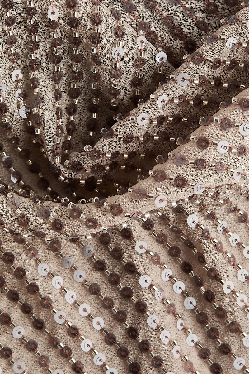 Sequined Cowl-Neck Dress