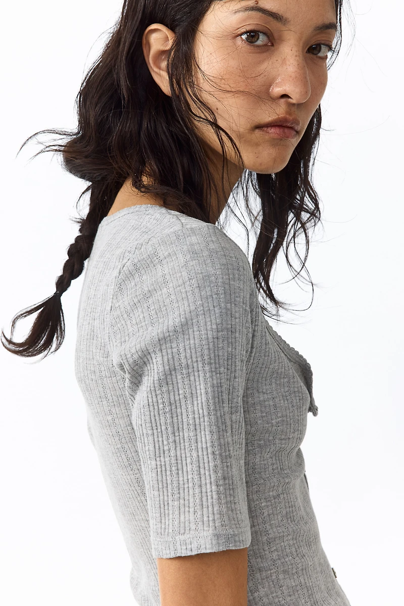 Pointelle-Knit Top