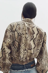 Blouson d'aviateur à imprimé peau de serpent
