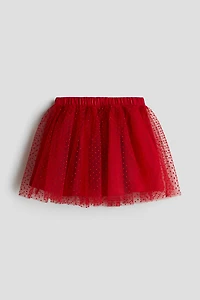 Flock-Print Tulle Skirt