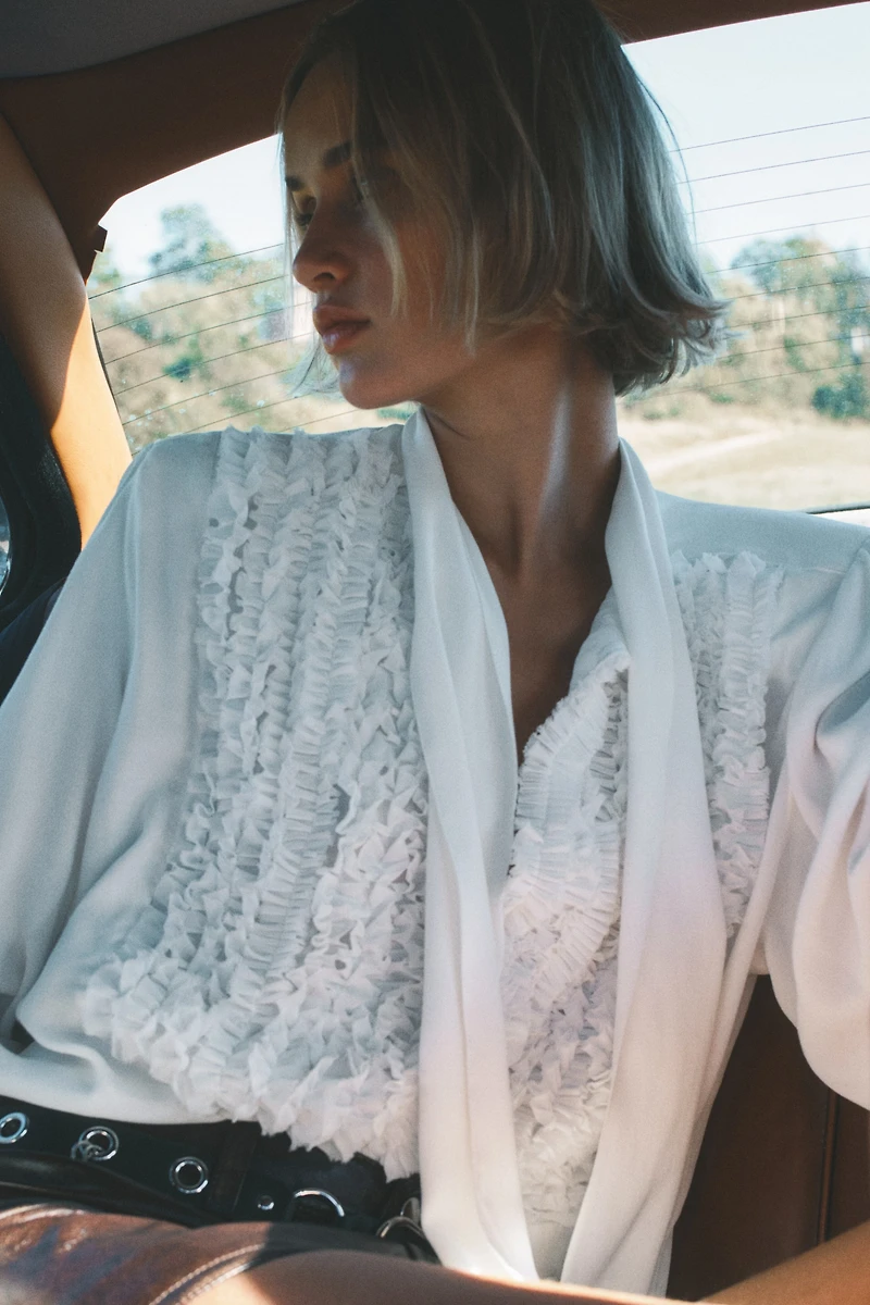 Oversized Bow-Collar Blouse