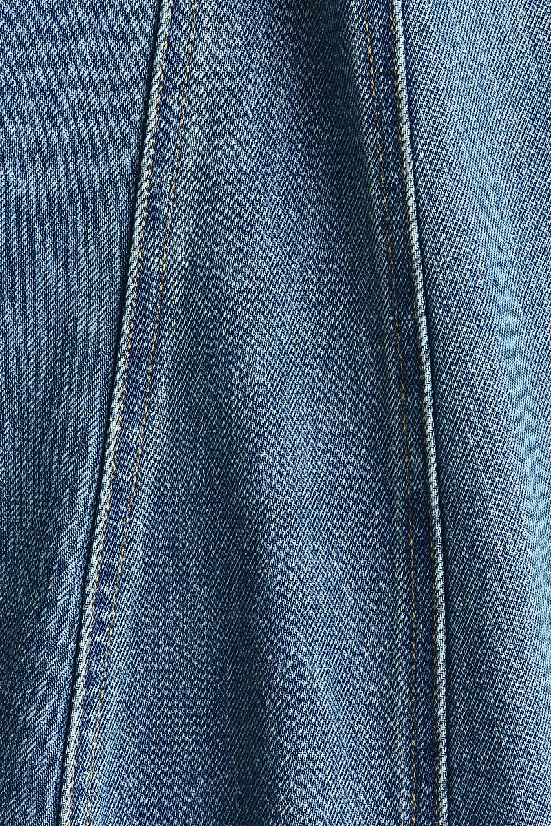 Flared-Skirt Denim Dress