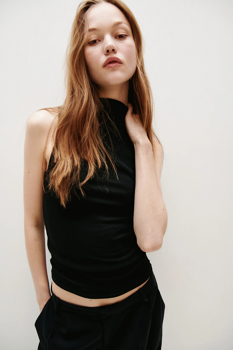 Sleeveless Mock Turtleneck Top