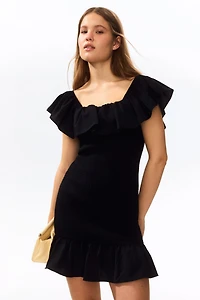 Flounced Off-the-Shoulder Dress