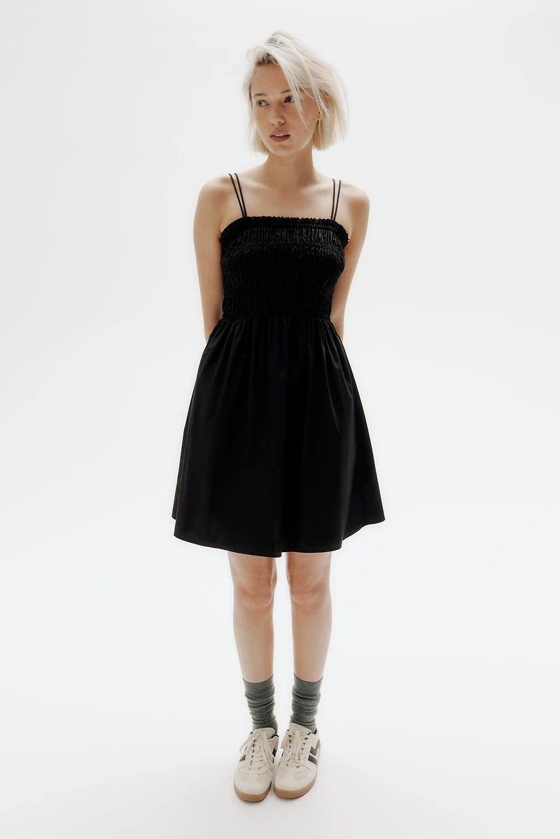 Smocked-Bodice Cotton Dress