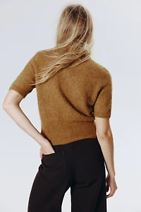 Alpaca-Blend Sweater with Collar