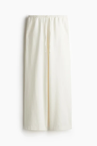 Pantalon droit en lin mélangé