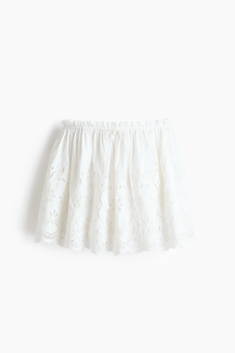 Eyelet-Embroidered Drawstring Skirt