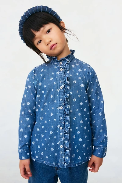 Chemise à volants en denim