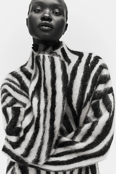 Mohair-Blend Mock Turtleneck Sweater