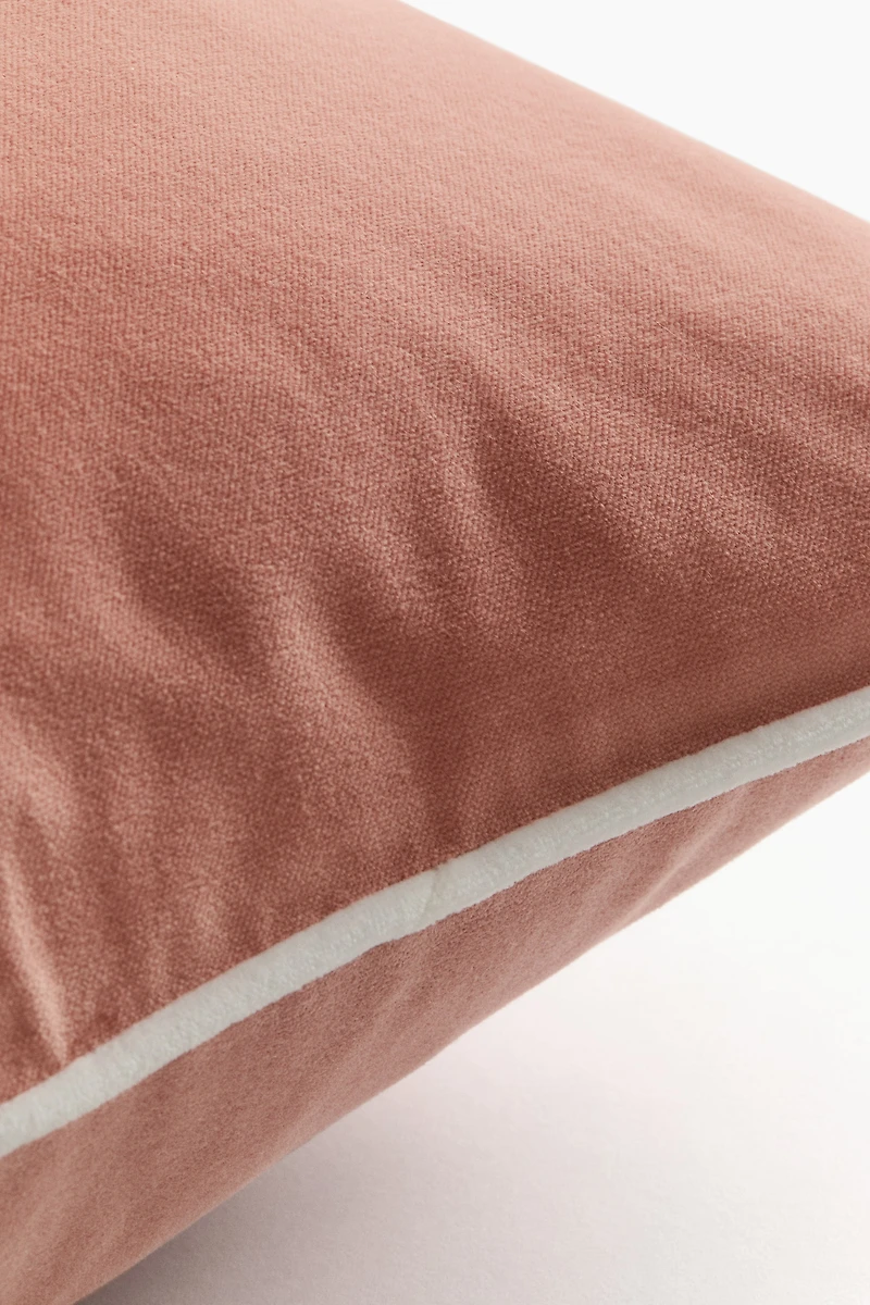 Piping-Detail Velvet Cushion Cover