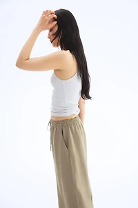 Wide-Leg Linen-Blend Pants