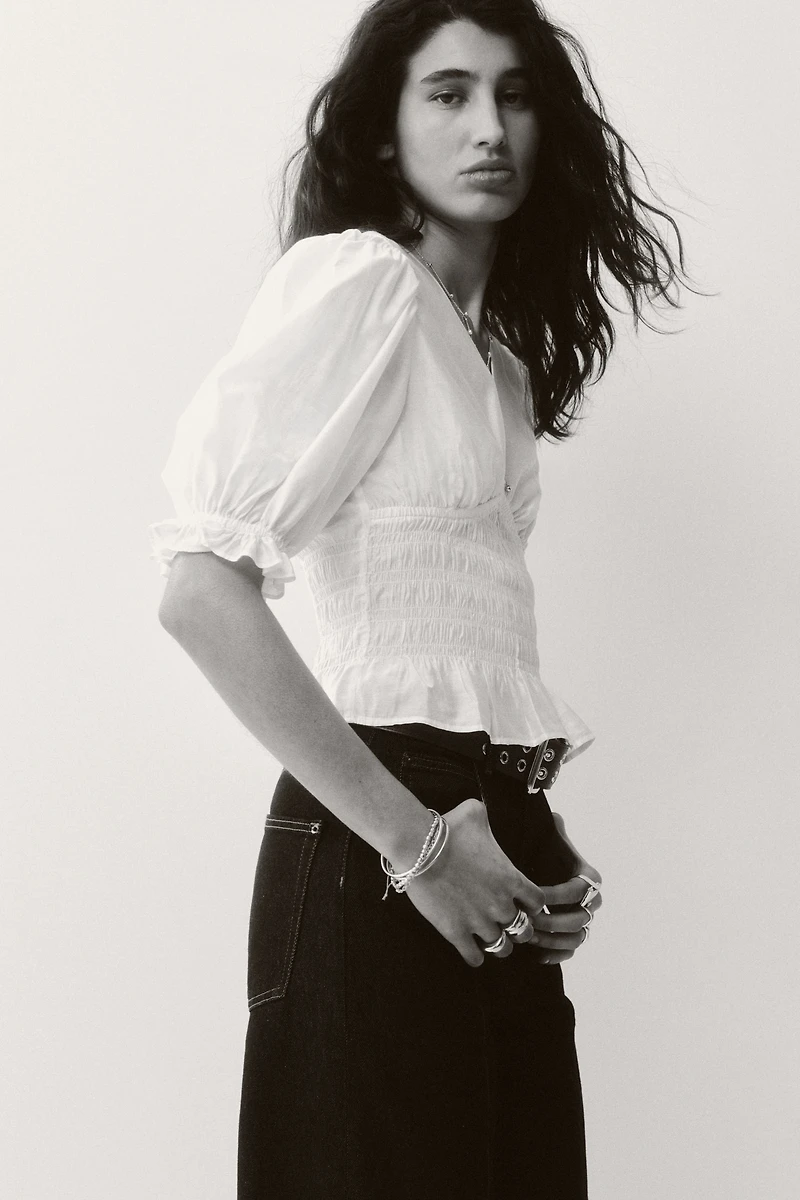 Smocked-Waist Blouse