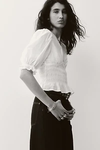 Smocked-Waist Blouse