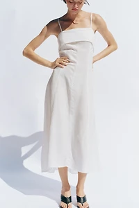Linen-Blend Strappy Dress