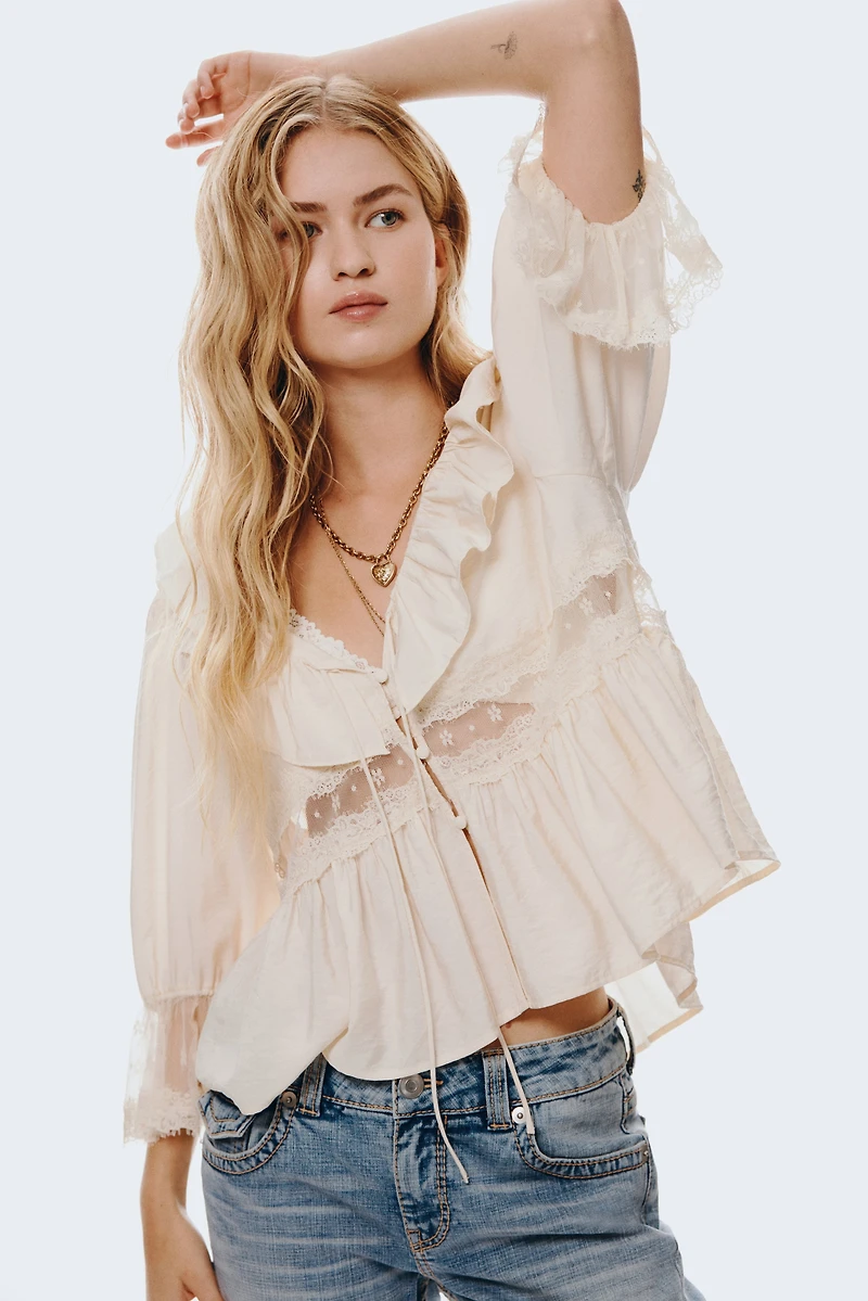 Jean taille basse évasé