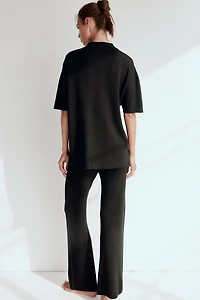 Pointelle-Knit Polo Shirt