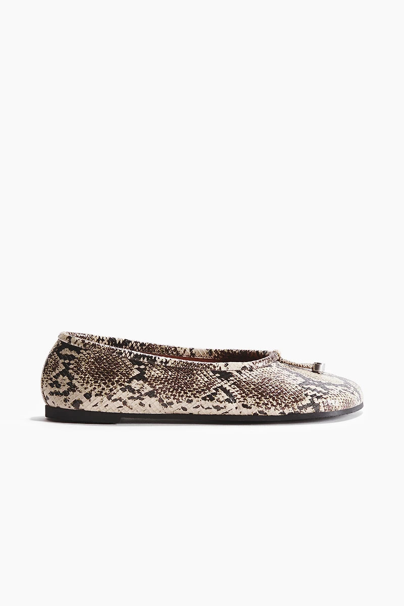 Snakeskin-Print Flats