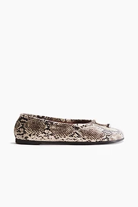 Snakeskin-Print Flats
