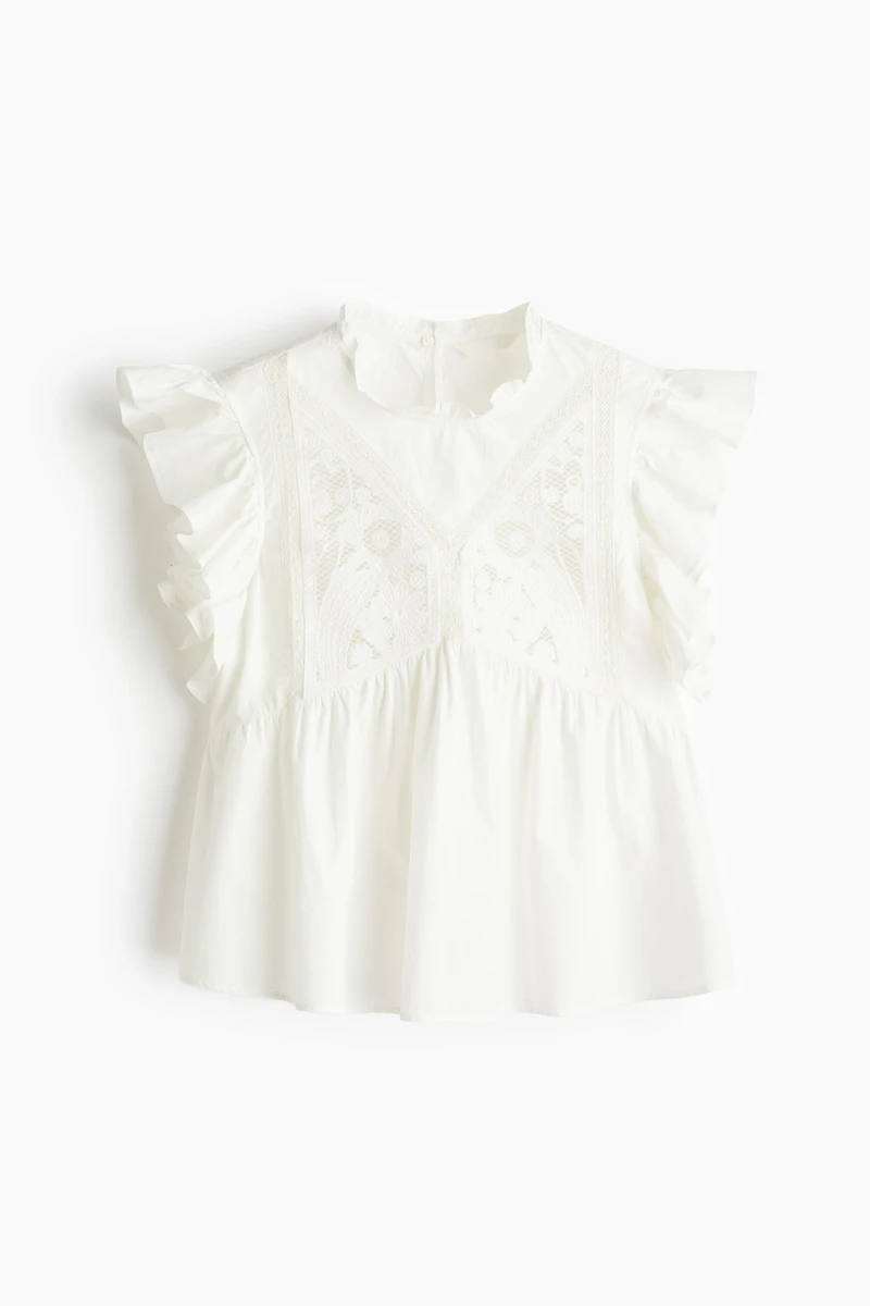 Blouse brodée en coton