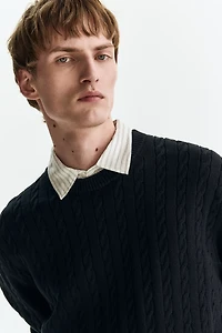 Regular-Fit Cable-Knit Sweater