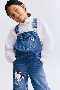 Printed Denim Overalls