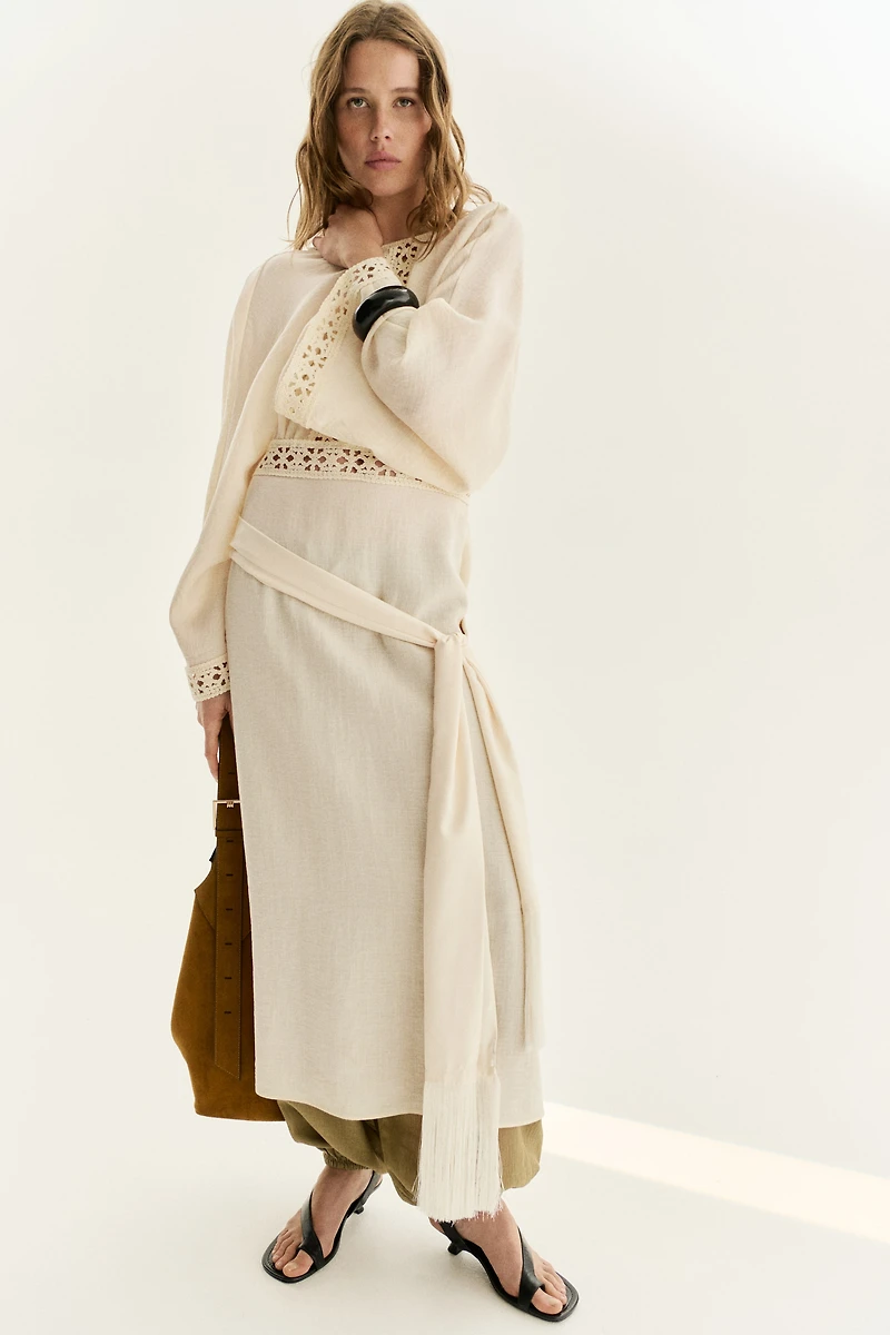 Crochet-Look Tunic Dress