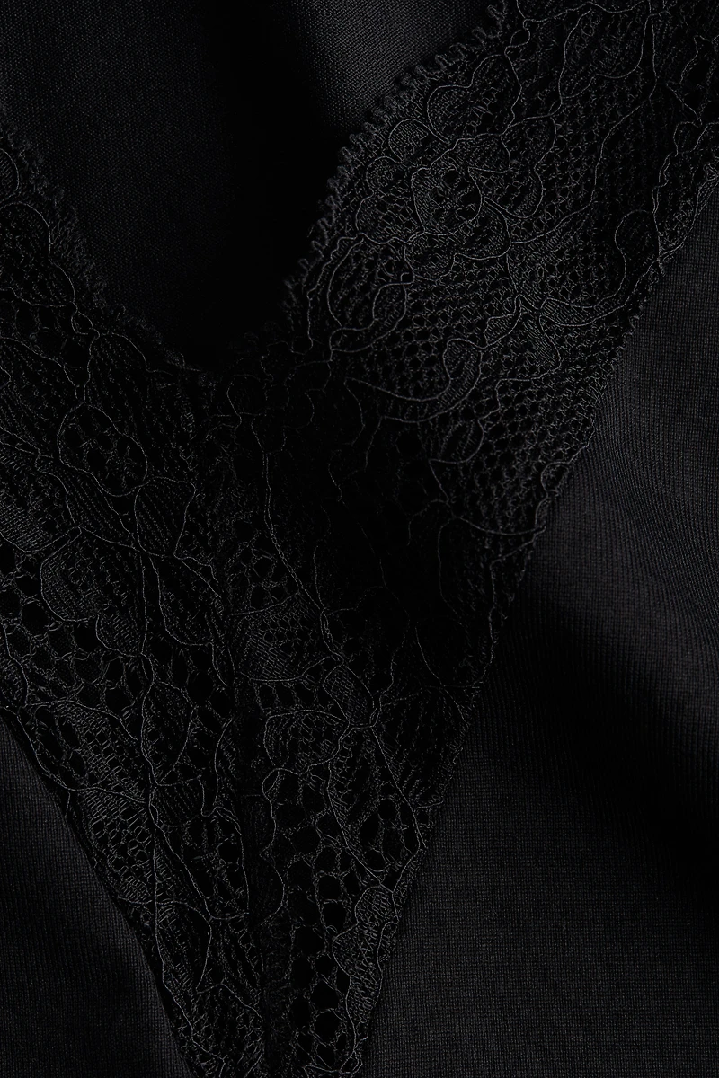 Lace-Trimmed Thong Bodysuit