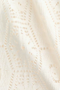 Crochet-Look Button-Front Top