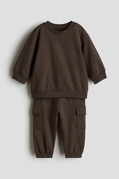 2-Piece Brushed-Inside Sweatshirt and Joggers Set