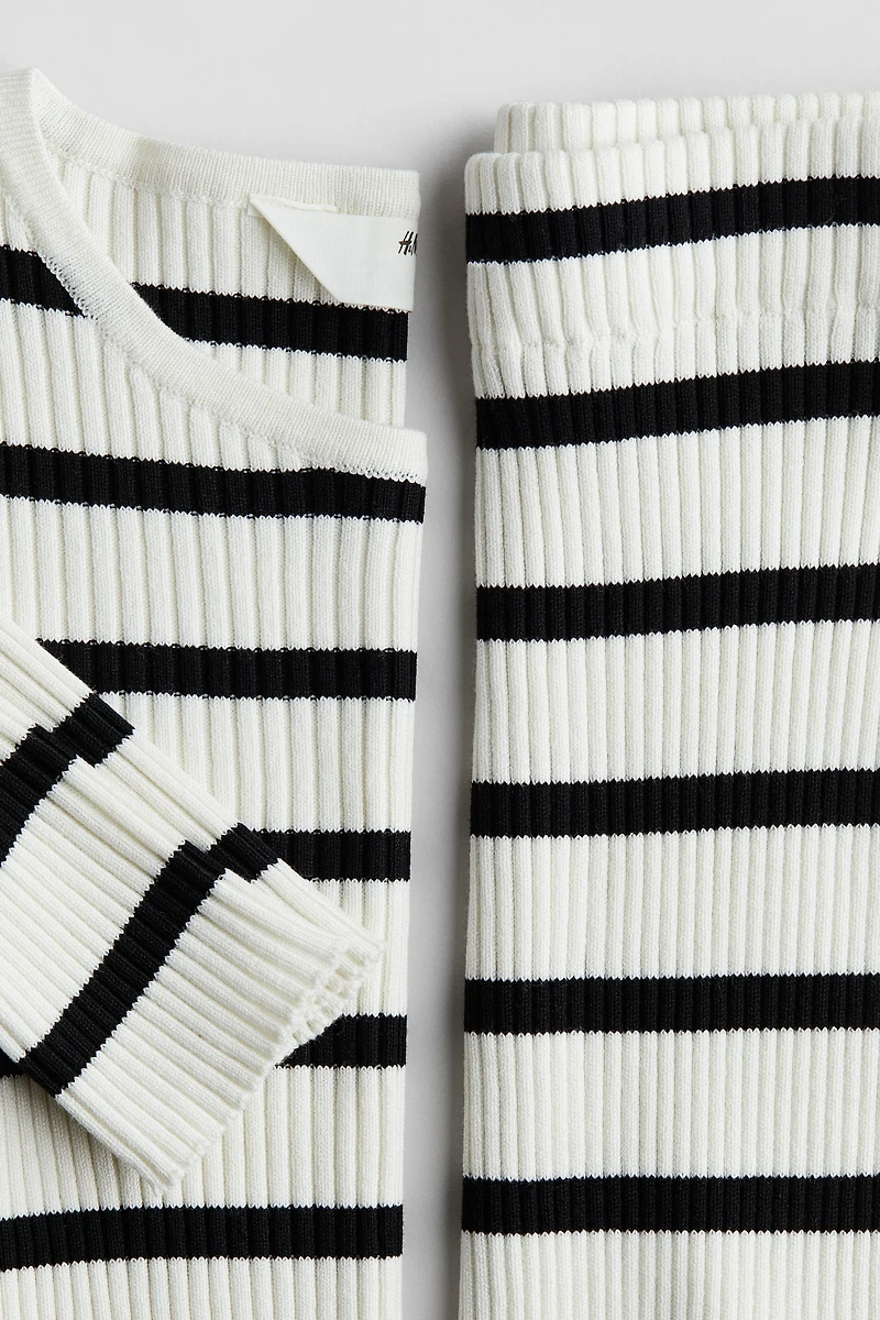2-piece Rib-Knit Top and Skirt Set