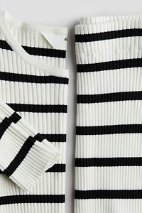 2-piece Rib-Knit Top and Skirt Set