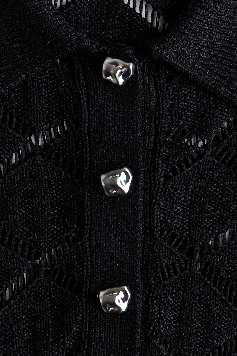 Crochet-Look Polo Shirt