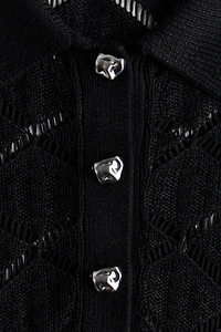Crochet-Look Polo Shirt